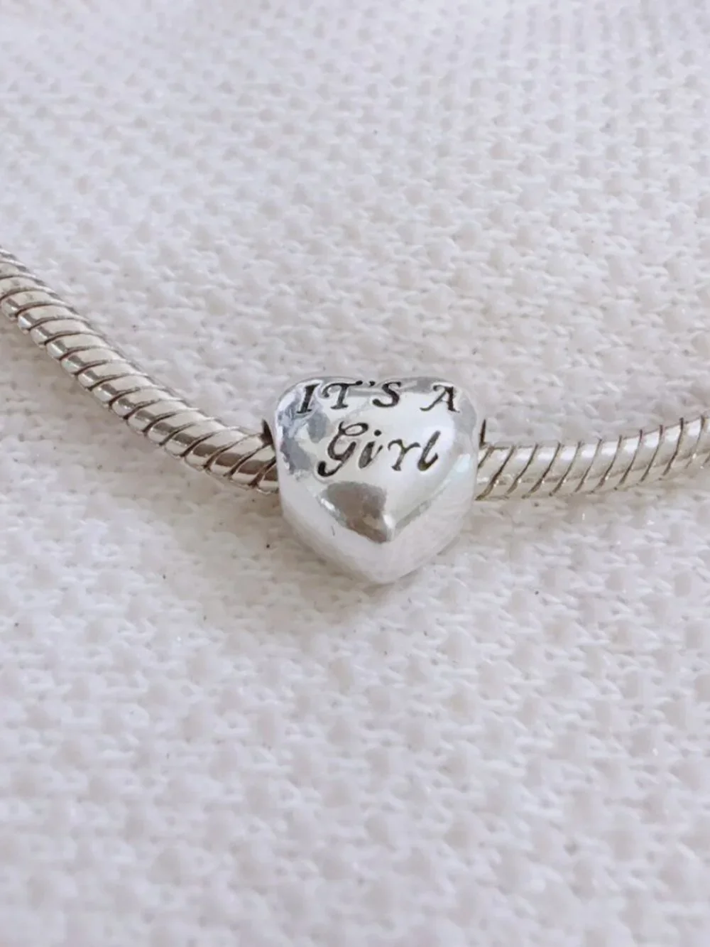 It’s a Girl Handprint Heart Charm Silver Charm For Pandora Bracelet